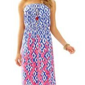 Lilly Pulitzer Marlisa Strapless Maxi Dress Multi Deep Dive Little Fishy Size XS